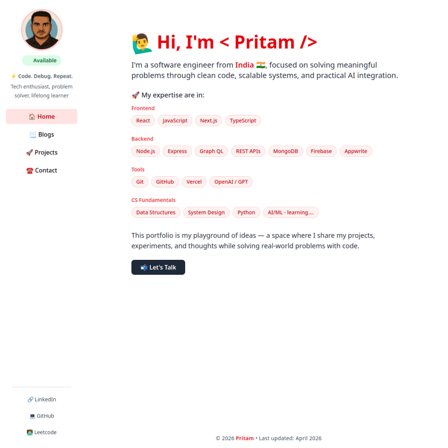 Pritam - Personal Portfolio